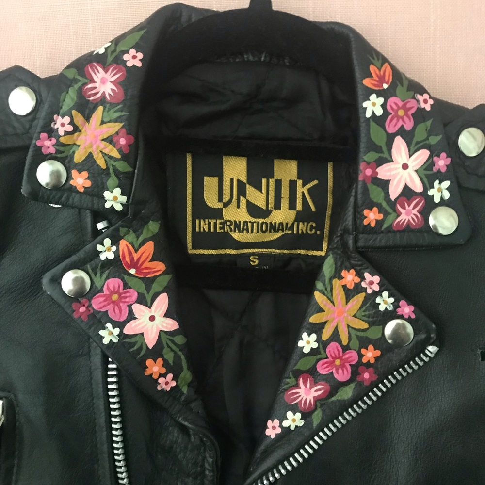 Vintage Hand Painted Leather Jacket (Kids) - Picture 3 of 4